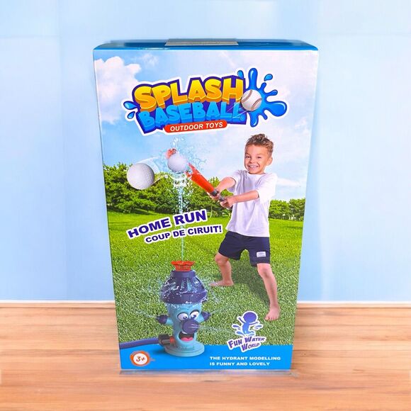 Water Sprinkler Baseball Toy Set Cartoon Hydrant Summer Outdoor Fun NEW In Box - Picture 1 of 9